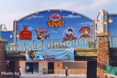 What is now the entrance to Mickey's Toontown in Disneyland, as it appeared in 1991, the entrance to the Meet Baloo attraction