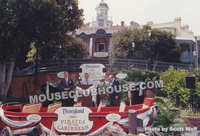 Disneyland executive vice president Norm Doerges, Pirates of the Caribbean contributors X Atencio and Marc Davis