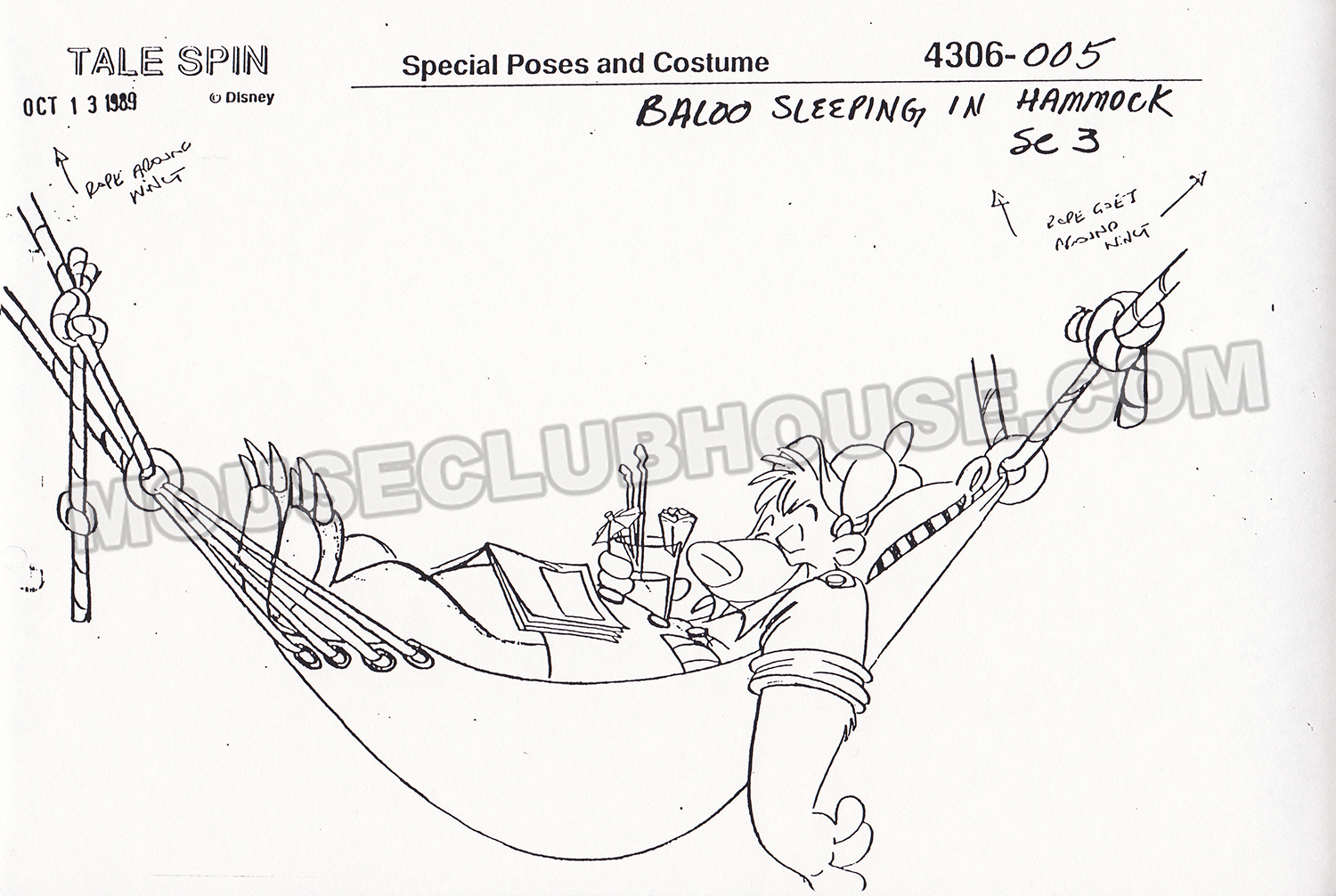 We sometimes had "Special Poses" designed such as Baloo in a hammock