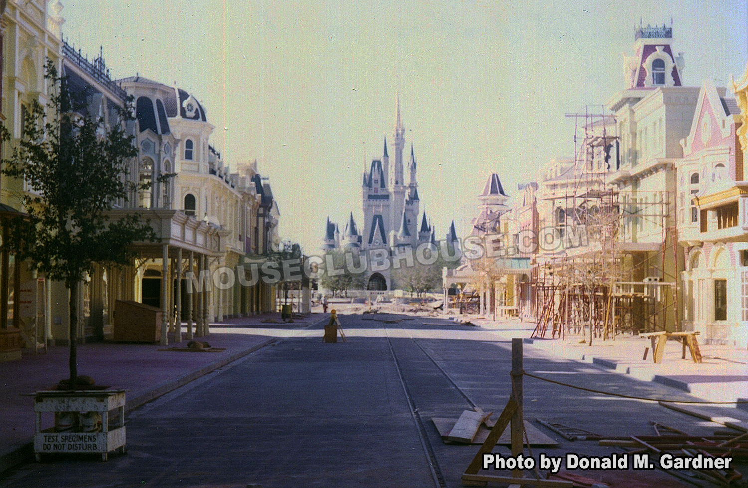 Construction of Main Street in the Magic Kingdom in Walt Disney World, photo taken by Disney Imagineer Don Gardner